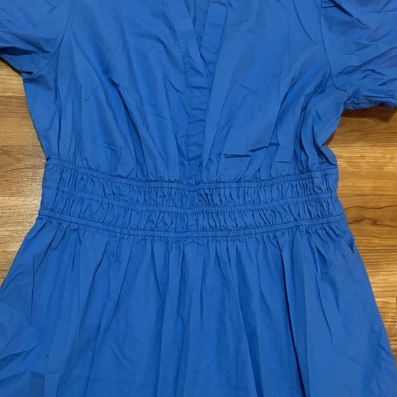 Crown & Ivy Blue Tiered Maxi Dress Women's Large V-Neck Puff Sleeve Pockets - Picture 5 of 11